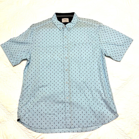 NWT LEVEL TEN COTTON SOFT RELAXED GEOMETRIC PRINT SHIRT SLEEVE BUTTON UP SHIRT - Picture 1 of 13
